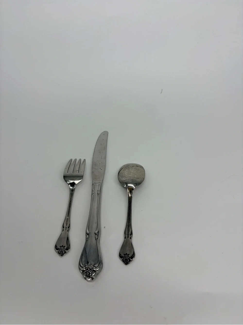 Oneida Ltd. 1881 Rogers Classic Rose Stainless Steel 3pc Infant Baby Flatware